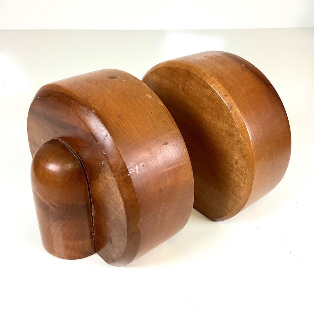Vtg 1970s Oregon Myrtlewood Products Mid Century Modern BookEnds MCM Art Deco